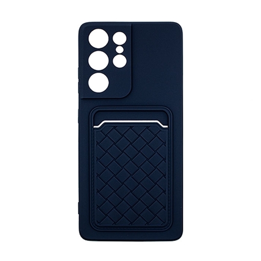 Θήκη Πλάτης Σιλικόνης με Υποδοχή Κάρτας για Samsung Galaxy S21 Ultra - Χρώμα : Μπλε