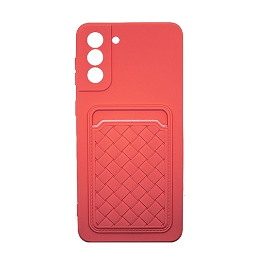 Θήκη Πλάτης Σιλικόνης με Υποδοχή Κάρτας για Samsung S21 Plus - Χρώμα : Ροζ