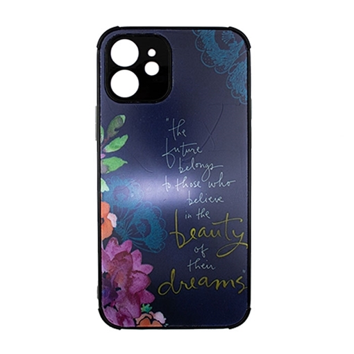 Picture of Silicone Back Cover For Iphone 12 5G - Color: Dark Blue With Flowers