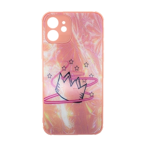 Picture of Silicone Back Cover For Iphone 12 5G - Color: Light Pink With A Crown