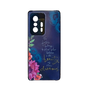 Picture of Silicone Back Cover For Xiaomi MI 11T 5G - Color: Dark Blue With Flowers