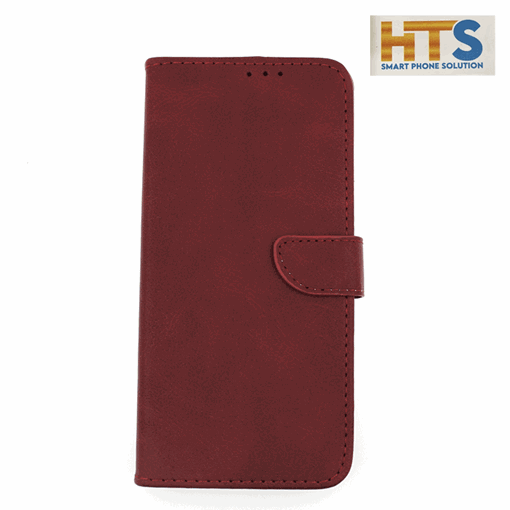 Picture of HTS Book Cover Stand Leather Wallet with Clip For Samsung Galaxy A23 5G - Color-Red Wine