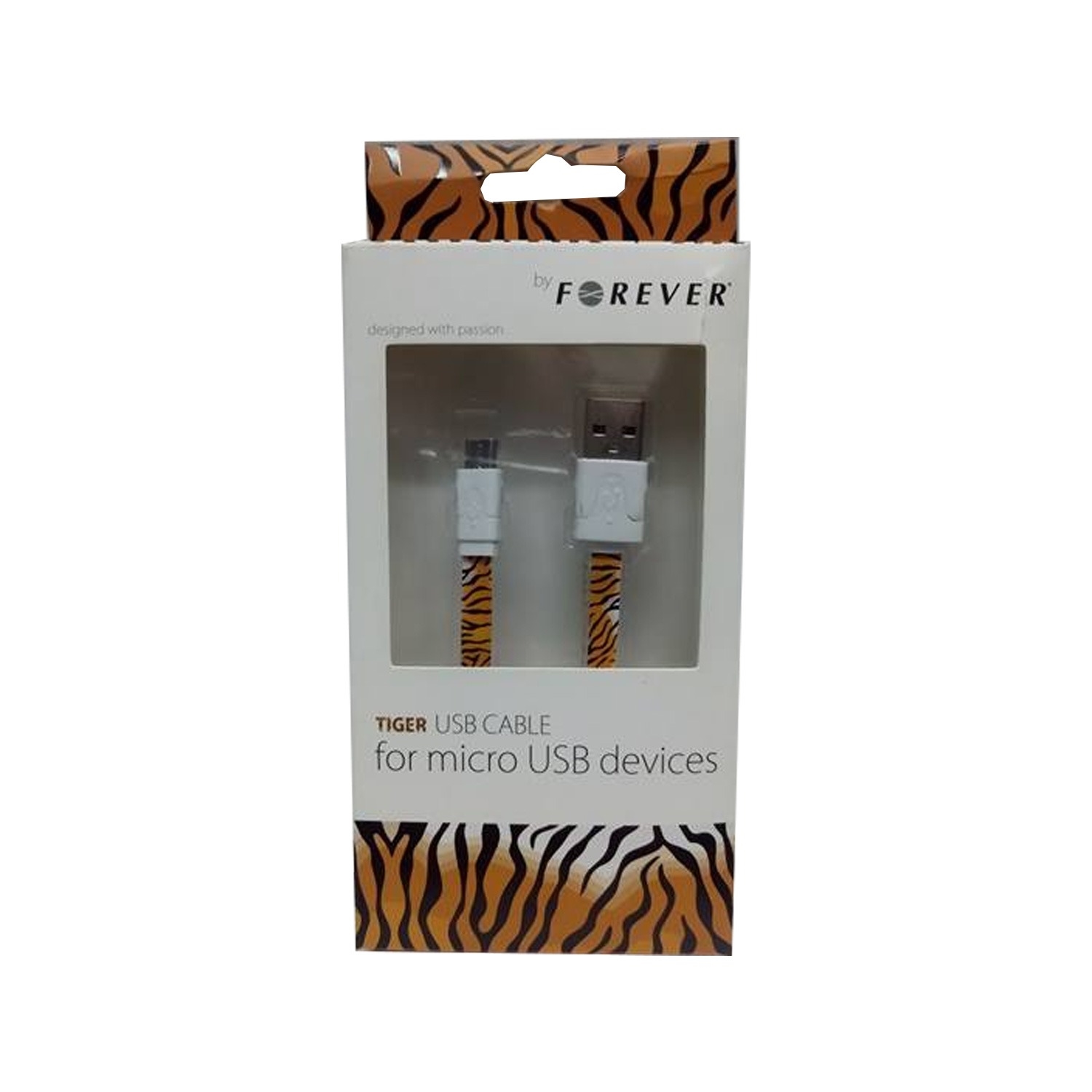 Forever - Tiger Charging Cable microUsb (male) to USB 2.0 (male)1m