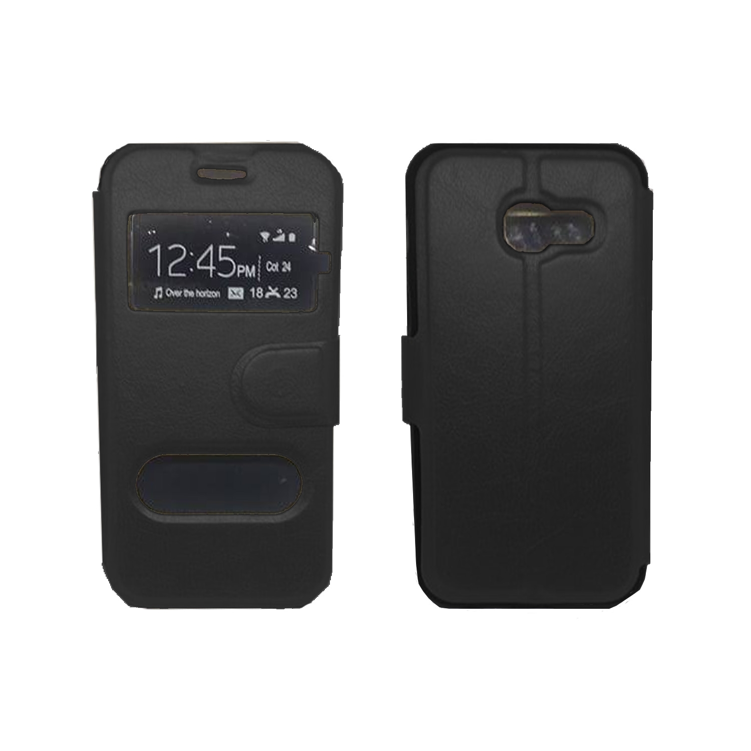 Θήκη Βιβλίο Με Διπλό Παράθυρο για Samsung A320F Galaxy A3 2017 - Χρώμα: Μαύρο