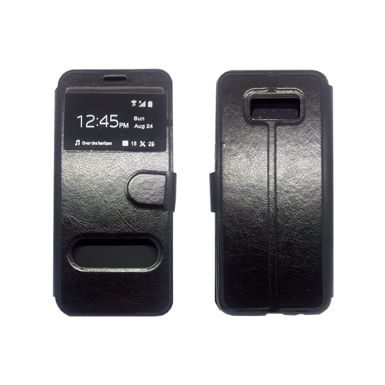 Θήκη Βιβλίο Με Διπλό Παράθυρο για Samsung G950F Galaxy S8 - Χρώμα: Μαύρο