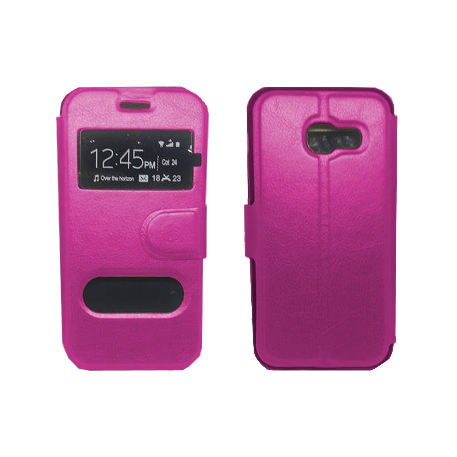 Θήκη Βιβλίο Με Διπλό Παράθυρο για Samsung A320F Galaxy A3 2017 - Χρώμα: Ροζ