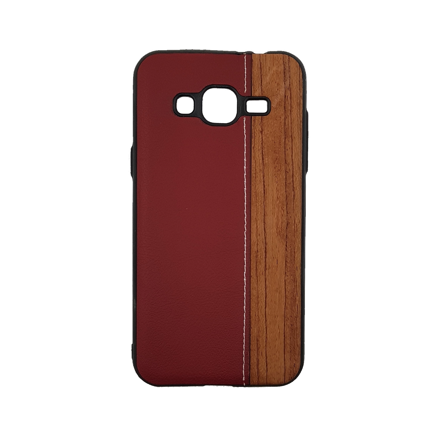 Θήκη Πλάτης Wood Leather για Samsung J320F Galaxy J3 2016 - Χρώμα: Κόκκινο
