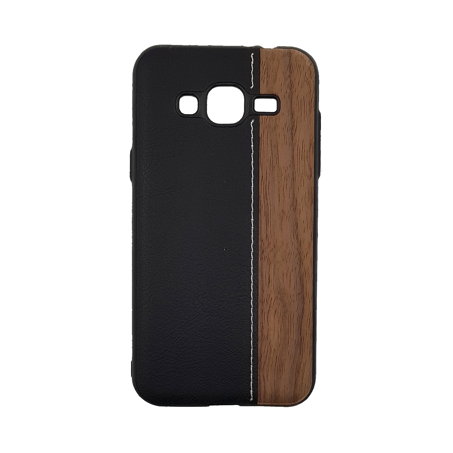 Θήκη Πλάτης Wood Leather για Samsung J320F Galaxy J3 2016 - Χρώμα: Μαύρο