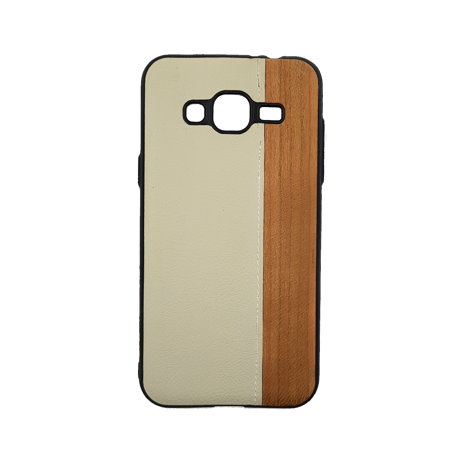 Θήκη Πλάτης Wood Leather για Samsung J320F Galaxy J3 2016 - Χρώμα: Λευκό