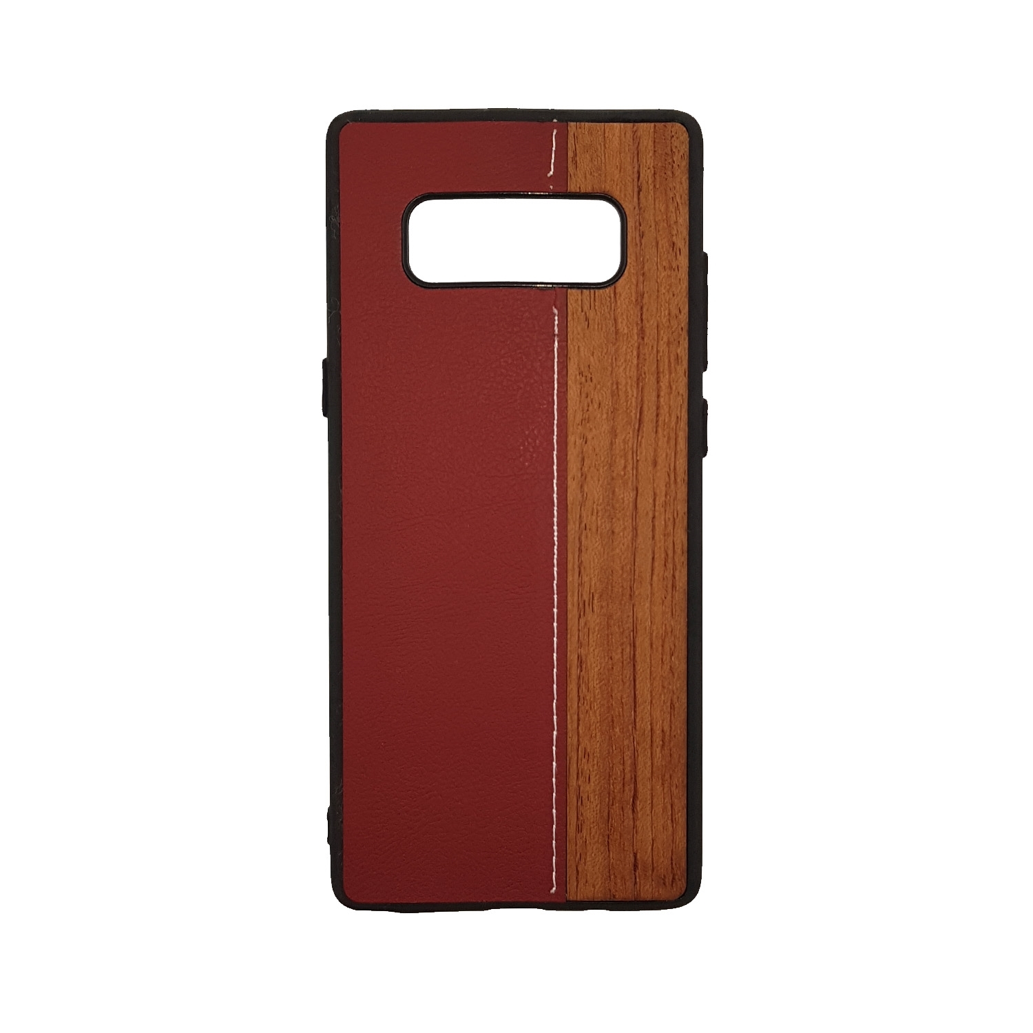 Θήκη Πλάτης Wood Leather για Samsung N950F Galaxy Note 8 - Χρώμα: Κόκκινο