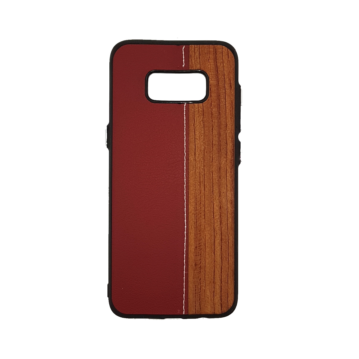 Θήκη Πλάτης Wood Leather για Samsung G950F Galaxy S8 - Χρώμα: Κόκκινο