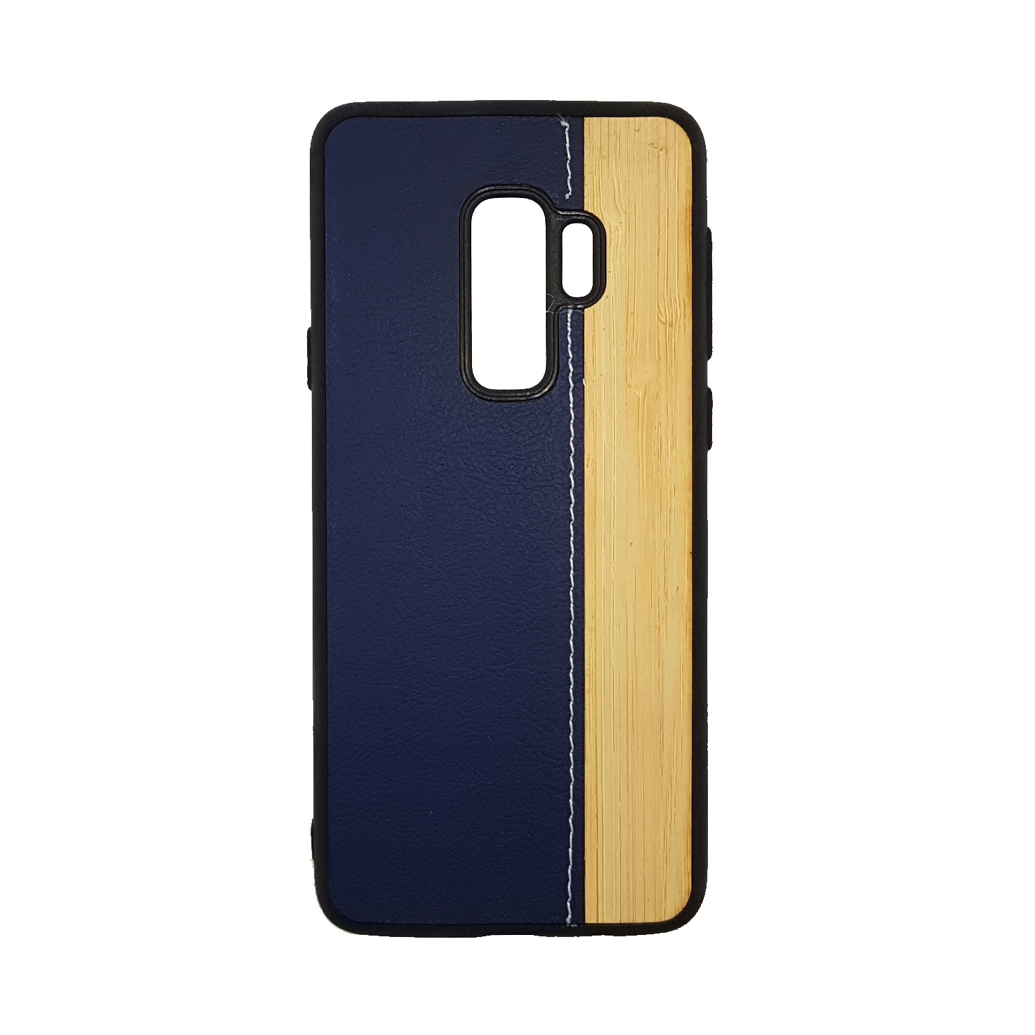 Θήκη Πλάτης Wood Leather για Samsung G965F Galaxy S9 Plus - Χρώμα: Μπλε
