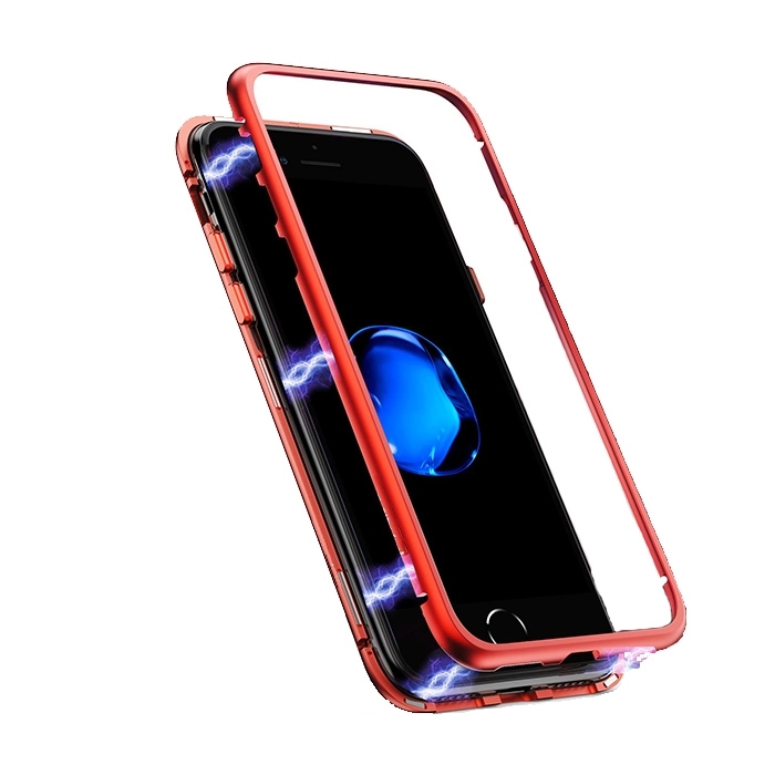 Μαγνητική Θήκη Detachable Metal Frame με Πίσω Όψη από Tempered Glass για Samsung G960F Galaxy S9 - Χρώμα: Κόκκινο
