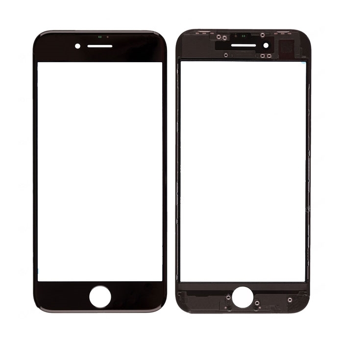 Τζαμάκι οθόνης Lens για iPhone 8 με Πλαίσιο και OCA/Αυτοκόλλητο διπλής όψεως - Χρώμα: Μαύρο