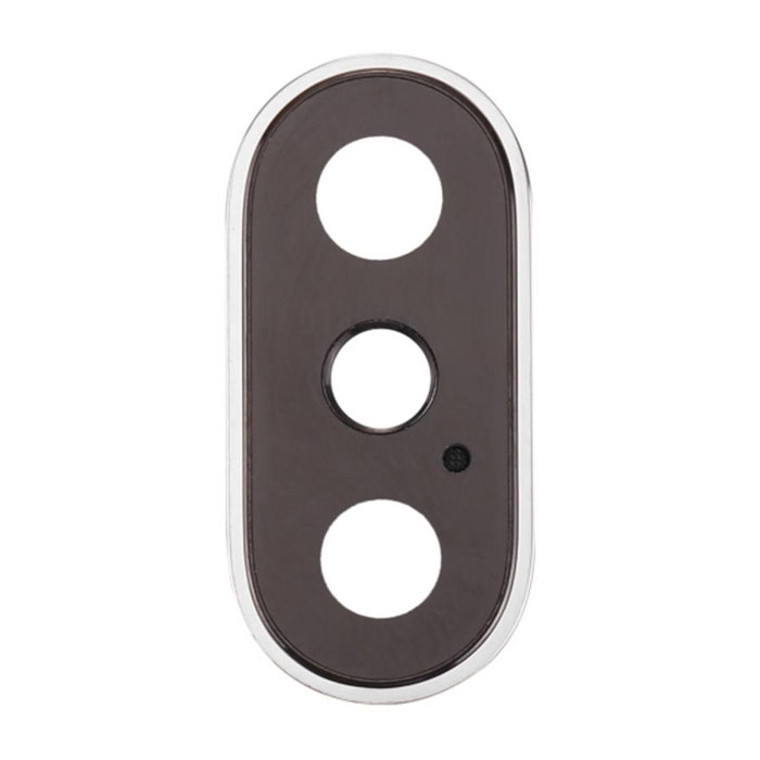 Τζαμάκι κάμερας (camera lens) με Πλαίσιο για Apple iPhone X - Χρώμα: Ασημί