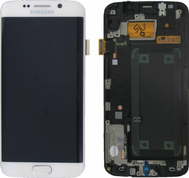 Γνήσια Οθόνη LCD με Μηχανισμό Αφής και Πλαίσιο για Samsung Galaxy S6 Edge G925F GH97-17162B - Χρώμα: Λευκό