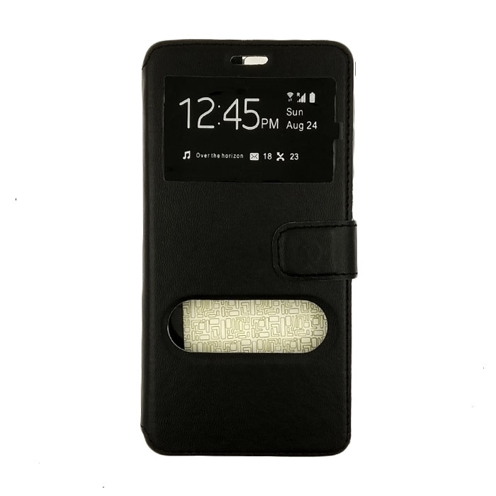 Θήκη Βιβλίο Stand με Διπλό Παράθυρο για Huawei Honor V8 - Χρώμα: Μαύρο