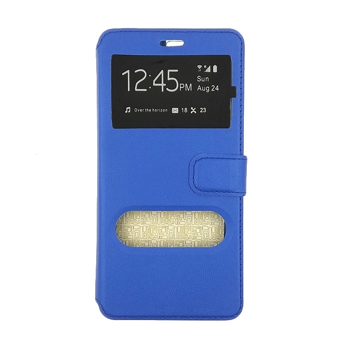 Θήκη Βιβλίο Stand με Διπλό Παράθυρο για Huawei Honor V8 - Χρώμα: Μπλε