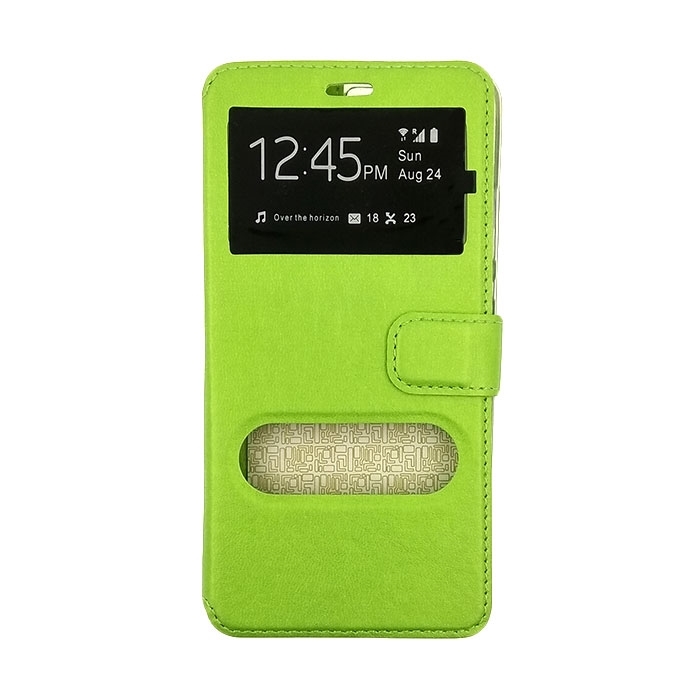 Θήκη Βιβλίο Stand με Διπλό Παράθυρο για Huawei Honor V8 - Χρώμα: Πράσινο