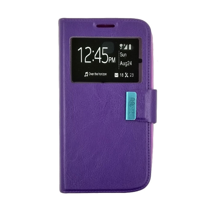 Θήκη Βιβλίο Stand με Παράθυρο για Huawei Ascend Y600 - Χρώμα: Μωβ
