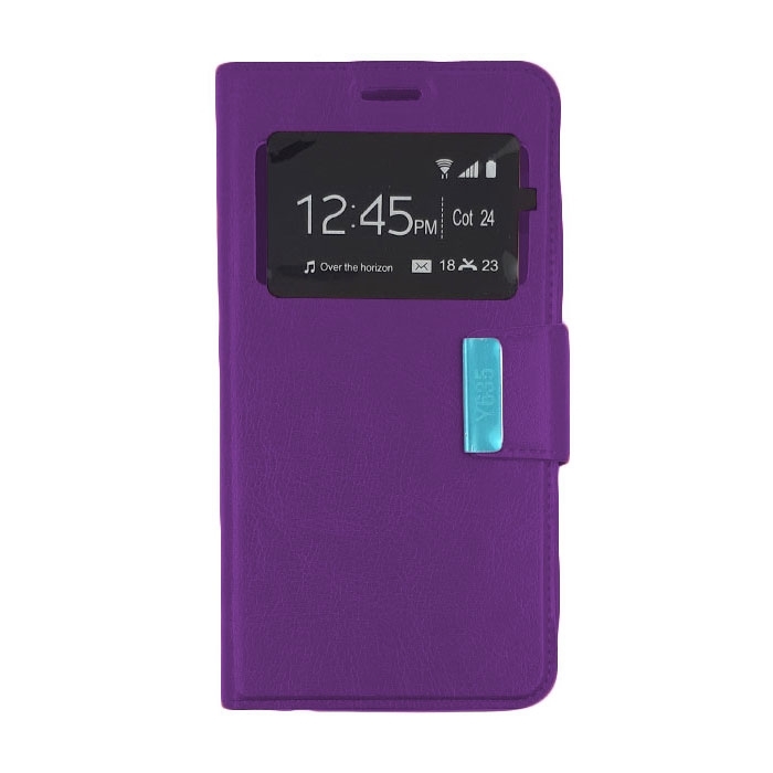 Θήκη Βιβλίο Stand με Παράθυρο για Huawei Ascend Y635 - Χρώμα: Μωβ