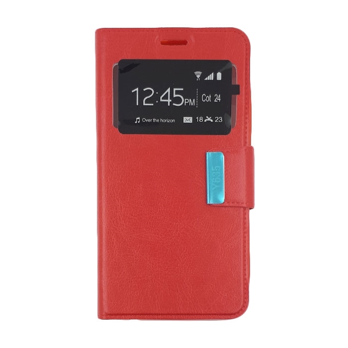 Θήκη Βιβλίο Stand με Παράθυρο για Huawei Ascend Y635 - Χρώμα: Κόκκινο