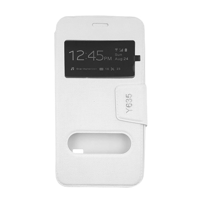 Θήκη Βιβλίο Stand με Διπλό Παράθυρο για Huawei Ascend Y635 - Χρώμα: Λευκό