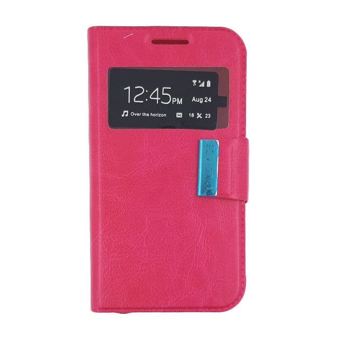 Θήκη Βιβλίο Stand με Παράθυρο για Samsung J110 Galaxy J1 Ace - Χρώμα: Φούξια