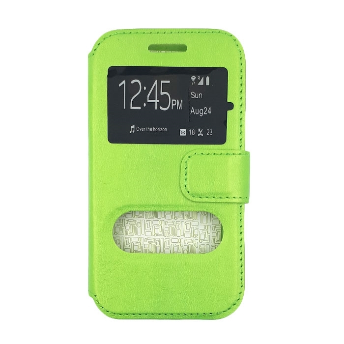 Θήκη Βιβλίο Stand με Διπλό Παράθυρο για Samsung J110 Galaxy J1 Ace - Χρώμα: Πράσινο