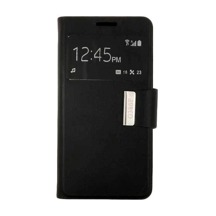 Θήκη Βιβλίο Stand με Παράθυρο για Samsung G386F Galaxy Core LTE - Χρώμα: Μαύρο