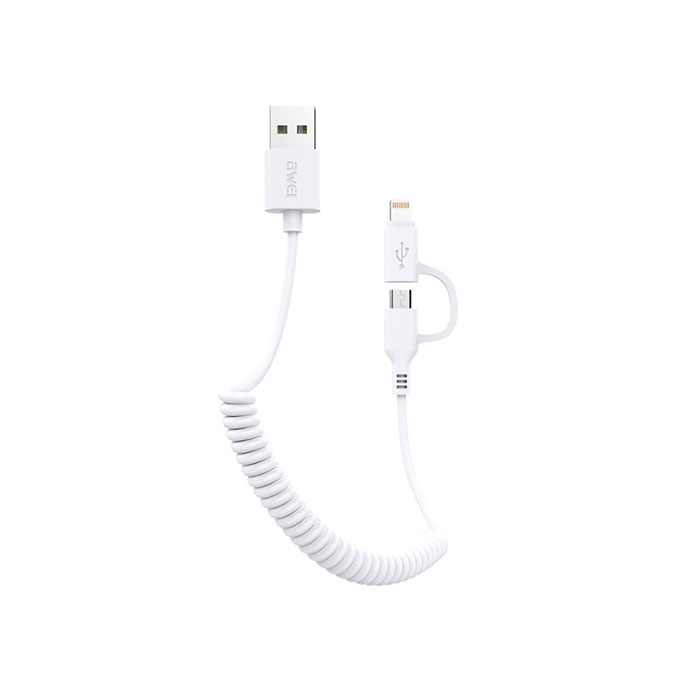 Καλώδιο Φόρτισης Awei CL-53 1m Micro USB/Lightning Fast Multi Charging Cable - Χρώμα: Λευκό