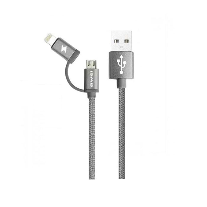 Καλώδιο Φόρτισης Awei CL-930 1m Micro USB/Lightning Fast Charging Data Cable - Χρώμα: Γκρι
