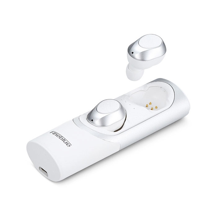 Bluetooth Fineblue FBlue XS Ασύρματα Ακουστικά με Βάση Φόρτισης Wireless Twin Earbuds Stereo Headset with Charging Dock 580 mAh - Χρώμα: Λευκό