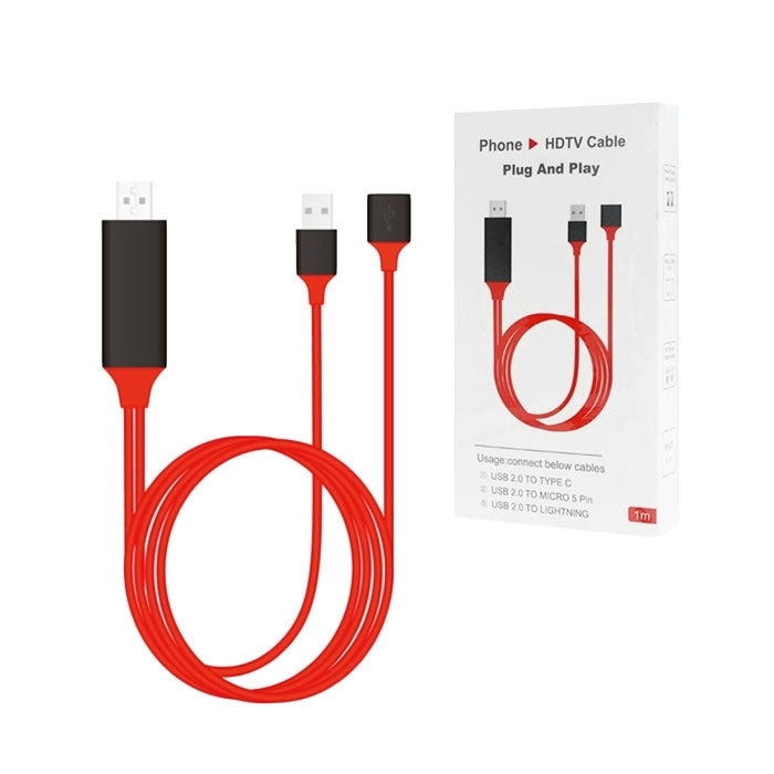 Καλώδιο ET-S8 3 σε 1 Micro USB/Type-C/Lightning Phone to HDTV Adapter Cable 1m