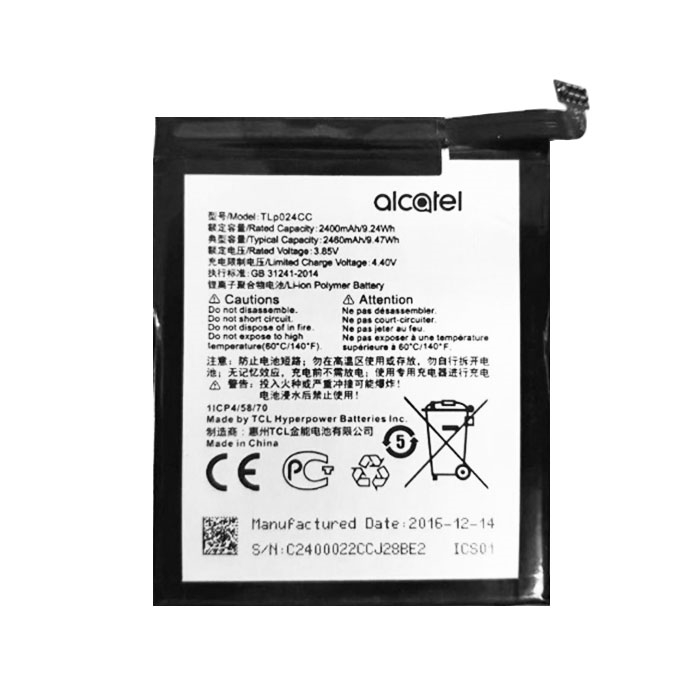 Μπαταρία Alcatel TLp024CC/TLp024C1 για Shine Lite (5080X)/A3 (5046Y) - 2460 mAh Bulk