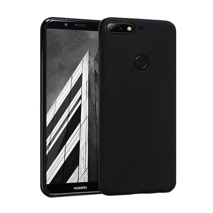 Θήκη Πλάτης Σιλικόνης Matte για Huawei Y7 2018/Y7 Prime 2018/Honor 7C - Χρώμα: Μαύρο