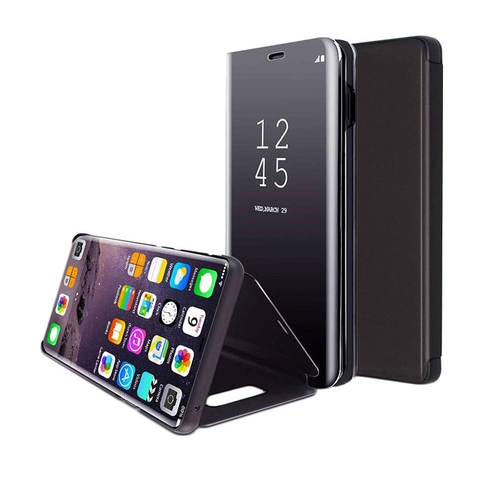 Θήκη Clear View Stand για Samsung J400F Galaxy J4 2018 - Χρώμα: Μαύρο