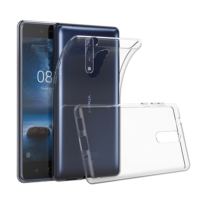 Θήκη Πλάτης Σιλικόνης για Nokia 8 - Χρώμα: Διάφανο