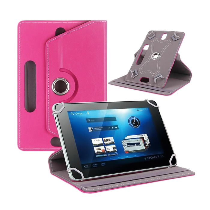 Θήκη Rotating 360 Stand with Pencil Case γιαTablet 9 - 10 ιντσών - Χρώμα: Φούξια