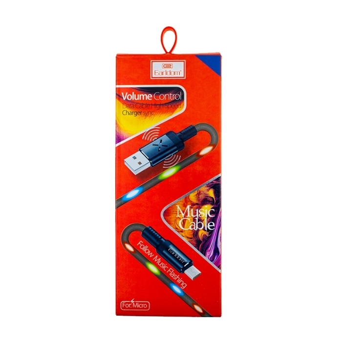 Earldom EC-053M Καλώδιο Φόρτισης με Φωτάκια LED / Volume Control LED Light Cable Micro-USB 1Μ