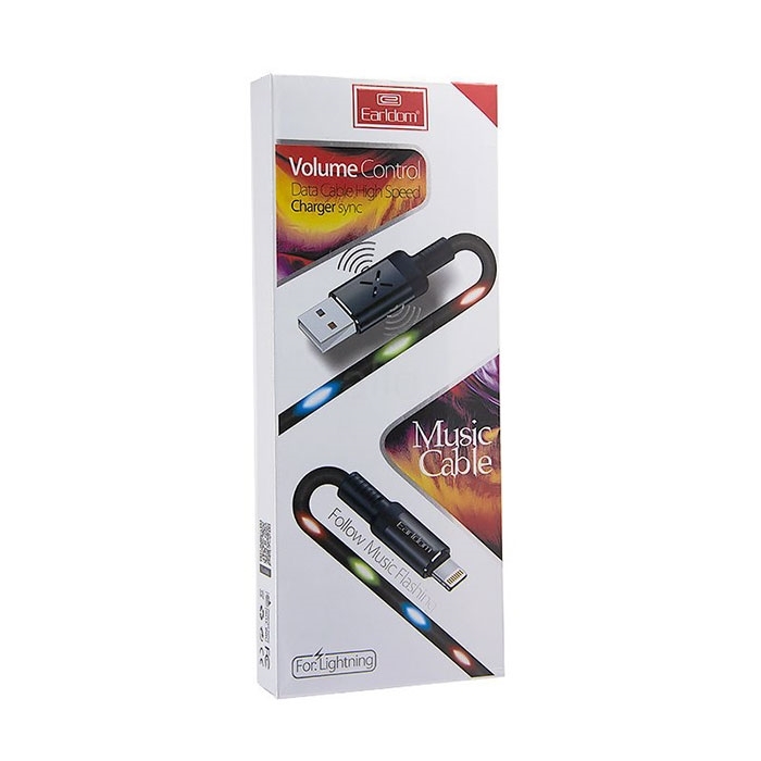 Earldom EC-053I Καλώδιο Φόρτισης με Φωτάκια LED / Volume Control LED Light Cable Lightning 1M