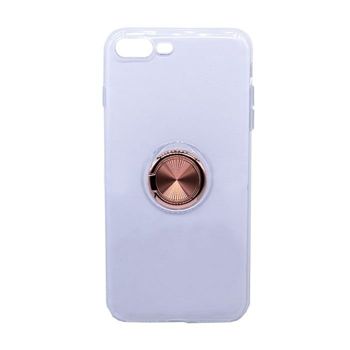 Θήκη Πλάτης Σιλικόνης με Finger Ring για iPhone 7 Plus / 8 Plus- Χρώμα: Χρυσό - Ροζ