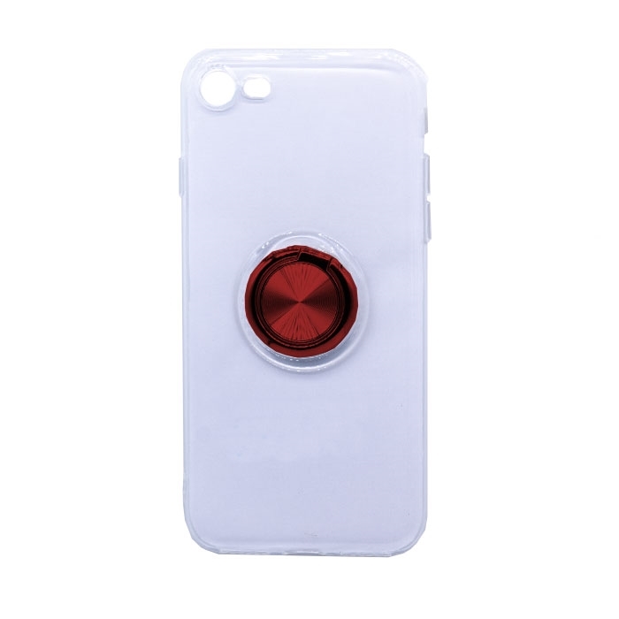 Θήκη Πλάτης Σιλικόνης με Finger Ring για iPhone 7 / 8 - Χρώμα: Κόκκινο
