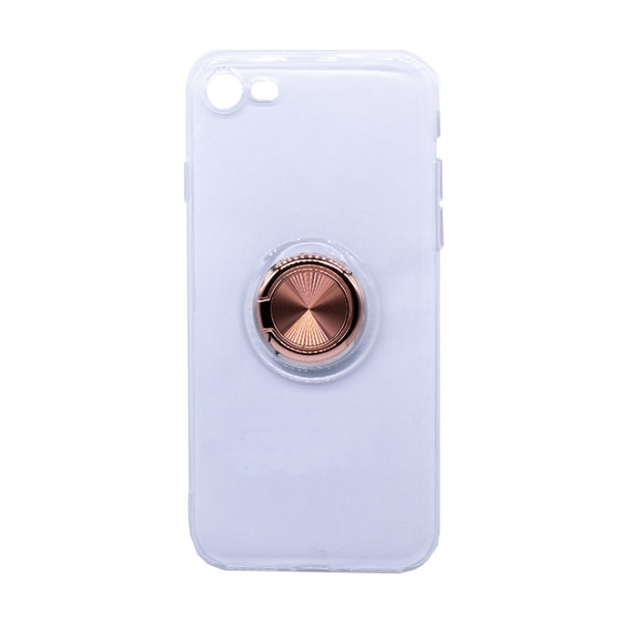 Θήκη Πλάτης Σιλικόνης με Finger Ring για iPhone 7 / 8 - Χρώμα: Χρυσό - Ροζ