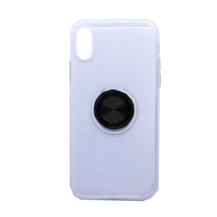 Θήκη Πλάτης Σιλικόνης με Finger Ring για iPhone X / XS - Χρώμα: Μαύρο