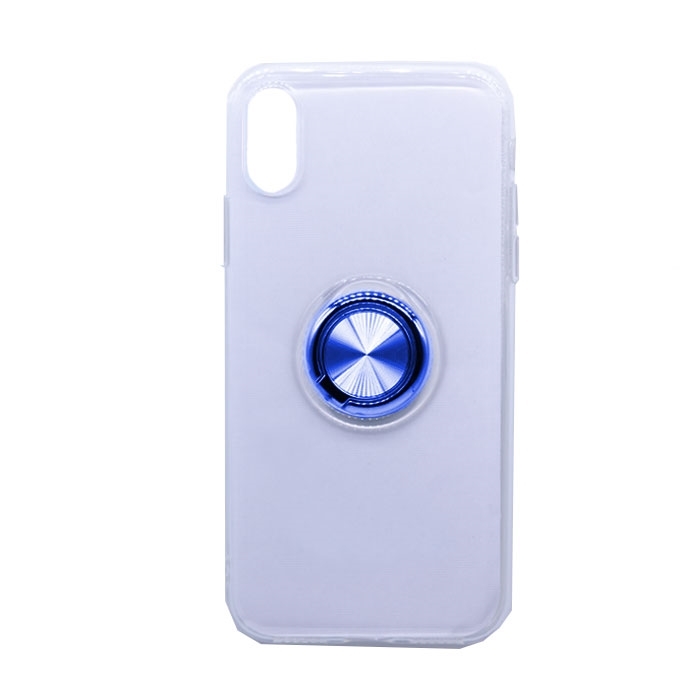 Θήκη Πλάτης Σιλικόνης με Finger Ring για iPhone X / XS - Χρώμα: Μπλε