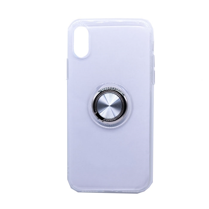 Θήκη Πλάτης Σιλικόνης με Finger Ring για iPhone X / XS - Χρώμα: Ασημί