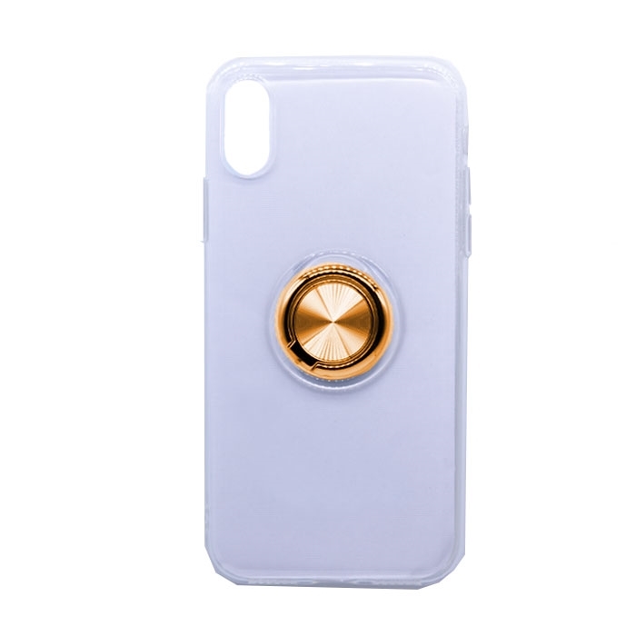 Θήκη Πλάτης Σιλικόνης με Finger Ring για iPhone X / XS - Χρώμα: Χρυσό