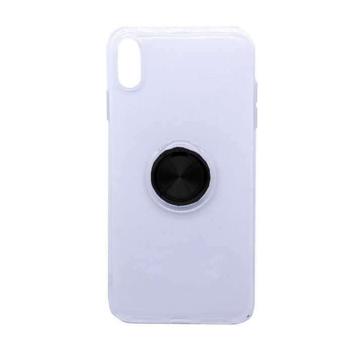 Θήκη Πλάτης Σιλικόνης με Finger Ring για iPhone XS Max - Χρώμα: Μαύρο