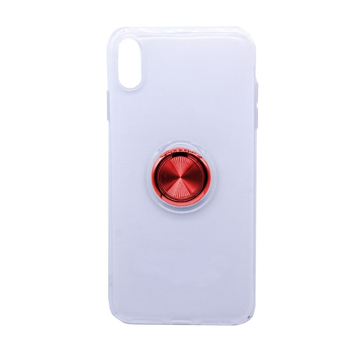 Θήκη Πλάτης Σιλικόνης με Finger Ring για iPhone XS Max - Χρώμα: Κόκκινο